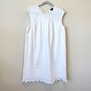 Who What Wear White Cotton Lace Hem Sleeveless Dress XL Milkmaid Prairie Boho